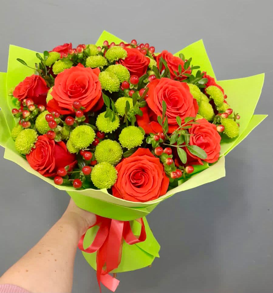 Букет цветов из: Хризантемы и Розы в Прасковее