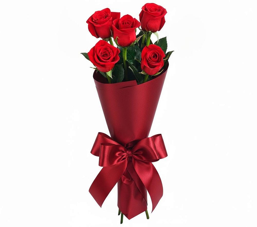 Букет 5 Красных роз Эдлесс Лав в Прасковее