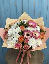 Букет цветов из:  Розы, Герберы и Хризантемы в Прасковее