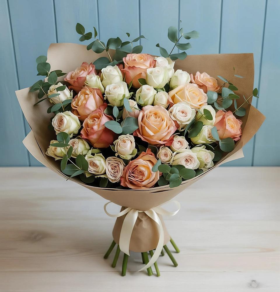 Букет цветов из: Альстромерии и Розы в Прасковее