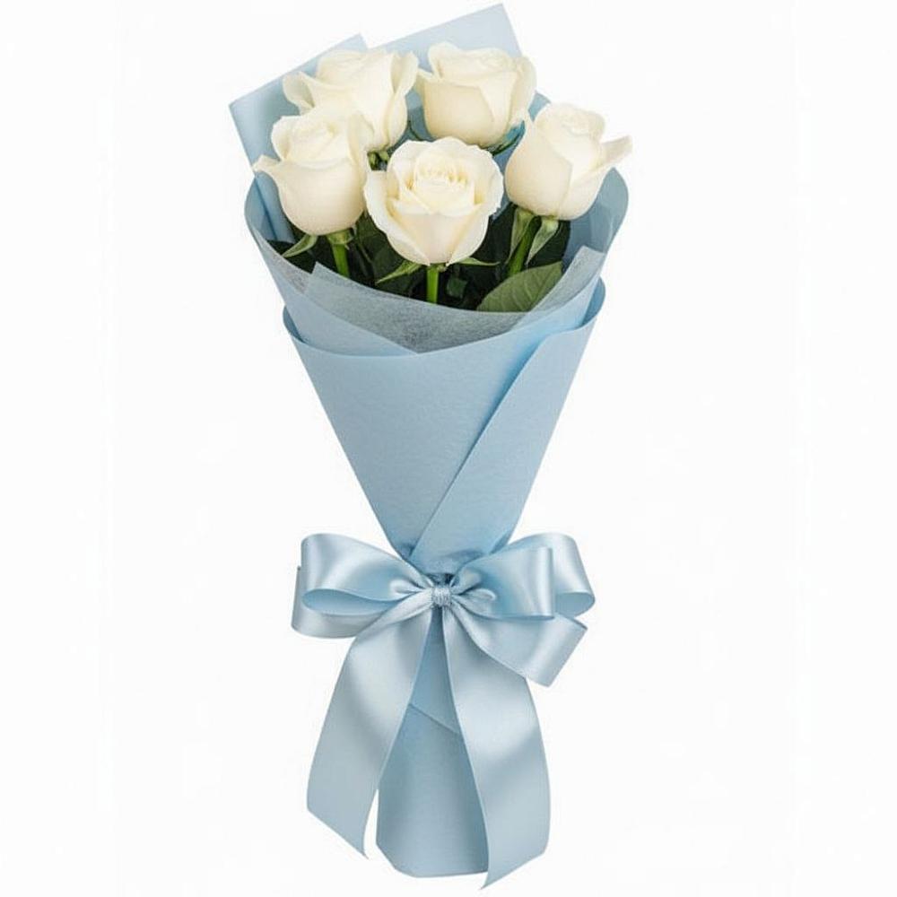 Букет 5 Белых роз Проуд в Прасковее