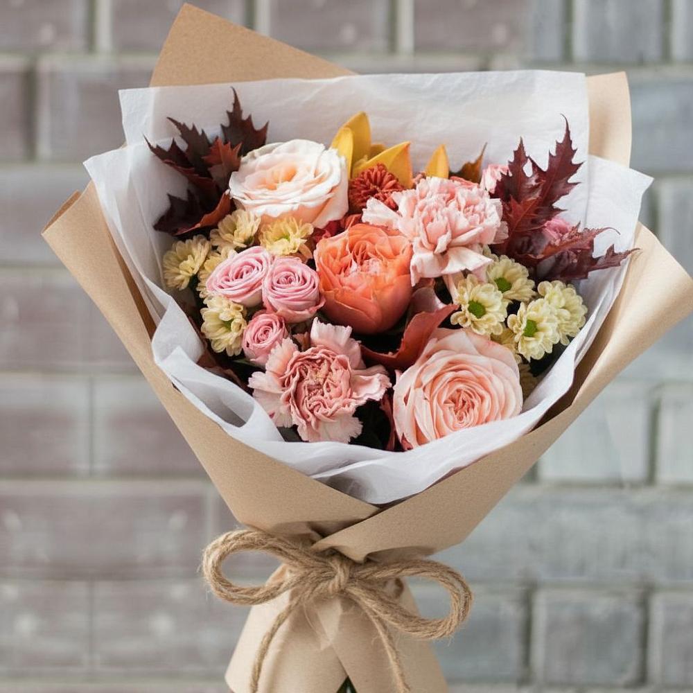 Букет цветов из: Гвоздики, Хризантемы и Розы в Прасковее