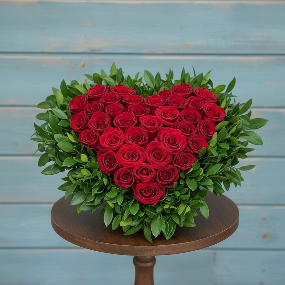 Цветочная композиция из Розы в виде сердца в Прасковее