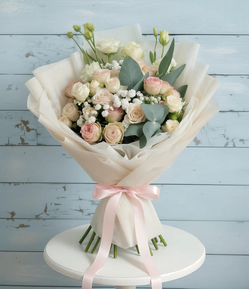 Букет цветов из: Розы и Лизиантусы в Прасковее