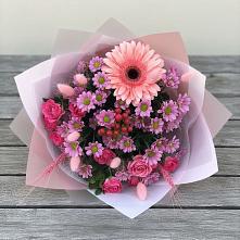 Букет цветов из:  Розы, Герберы и Хризантемы в Прасковее