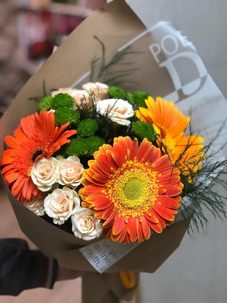 Букет цветов из: Герберы, Хризантемы и Розы в Прасковее